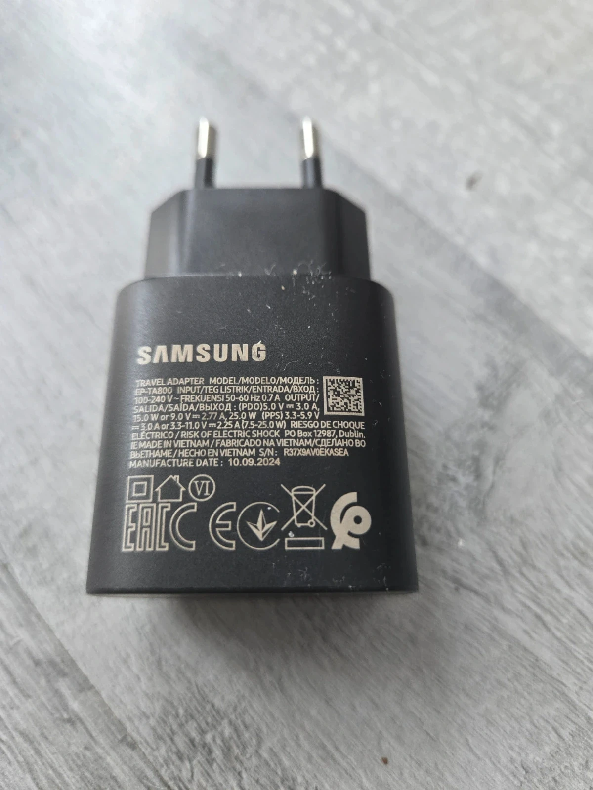 Adaptateur secteur USB-C 25W charge rapide Samsung Original